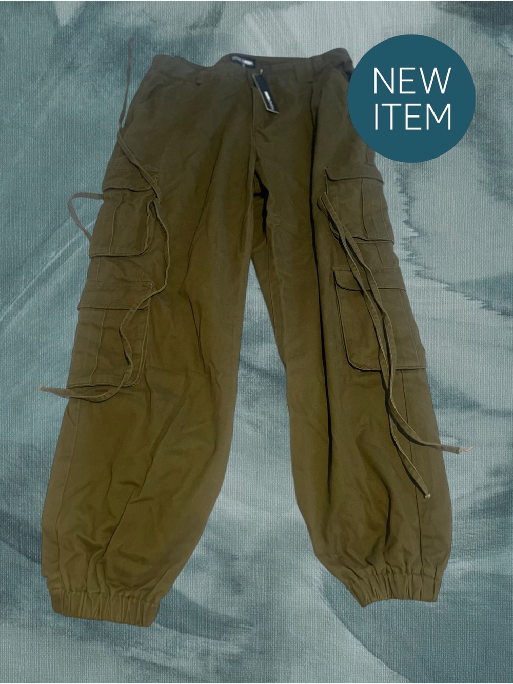 Fashion Nova Olive Green Cargo Jogger Pants - Men